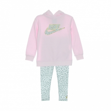 completo tuta bambina fleece po hoodie  legging set WHITE