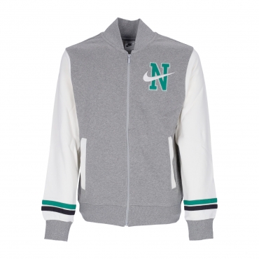 felpa uomo sportswear retro fleece varsity jacket bb DK GREY HEATHER