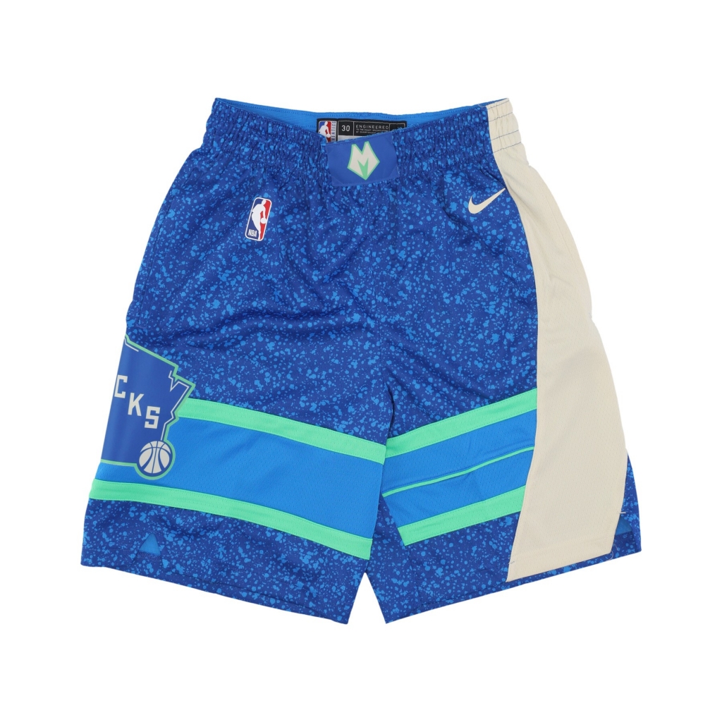 pantaloncino basket uomo nba city edition 2023/24 swingman dri-fit short milbuc PHOTO BLUE/FLAT OPAL