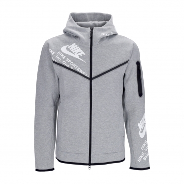 felpa leggera cappuccio zip uomo tech fleece full zip wr gx hoodie DK GREY HEATHER/WHITE