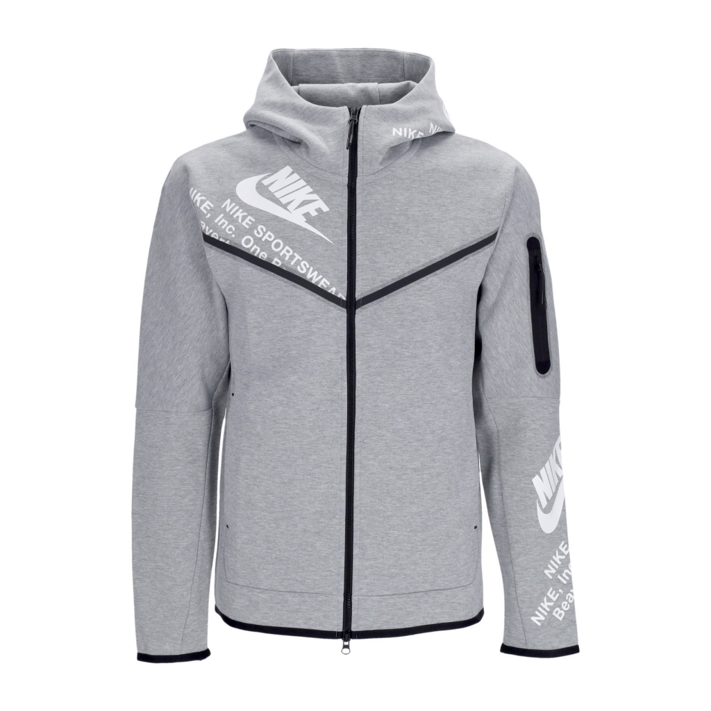 felpa leggera cappuccio zip uomo tech fleece full zip wr gx hoodie DK GREY HEATHER/WHITE