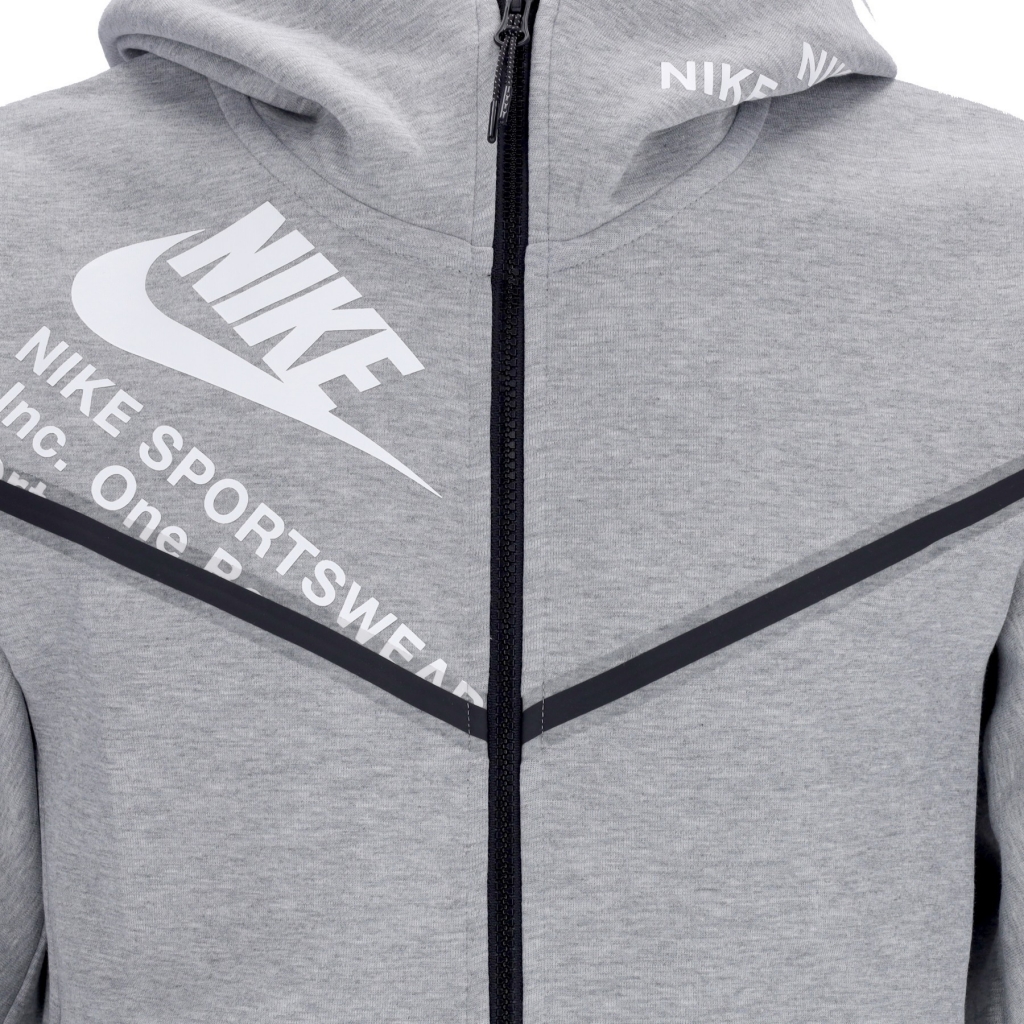 felpa leggera cappuccio zip uomo tech fleece full zip wr gx hoodie DK GREY HEATHER/WHITE