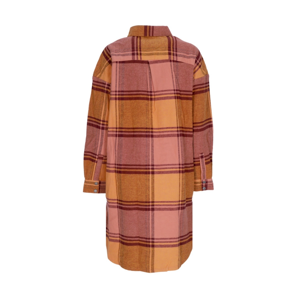 giacca lunga donna checky shirt jacket MAROON MELANGE