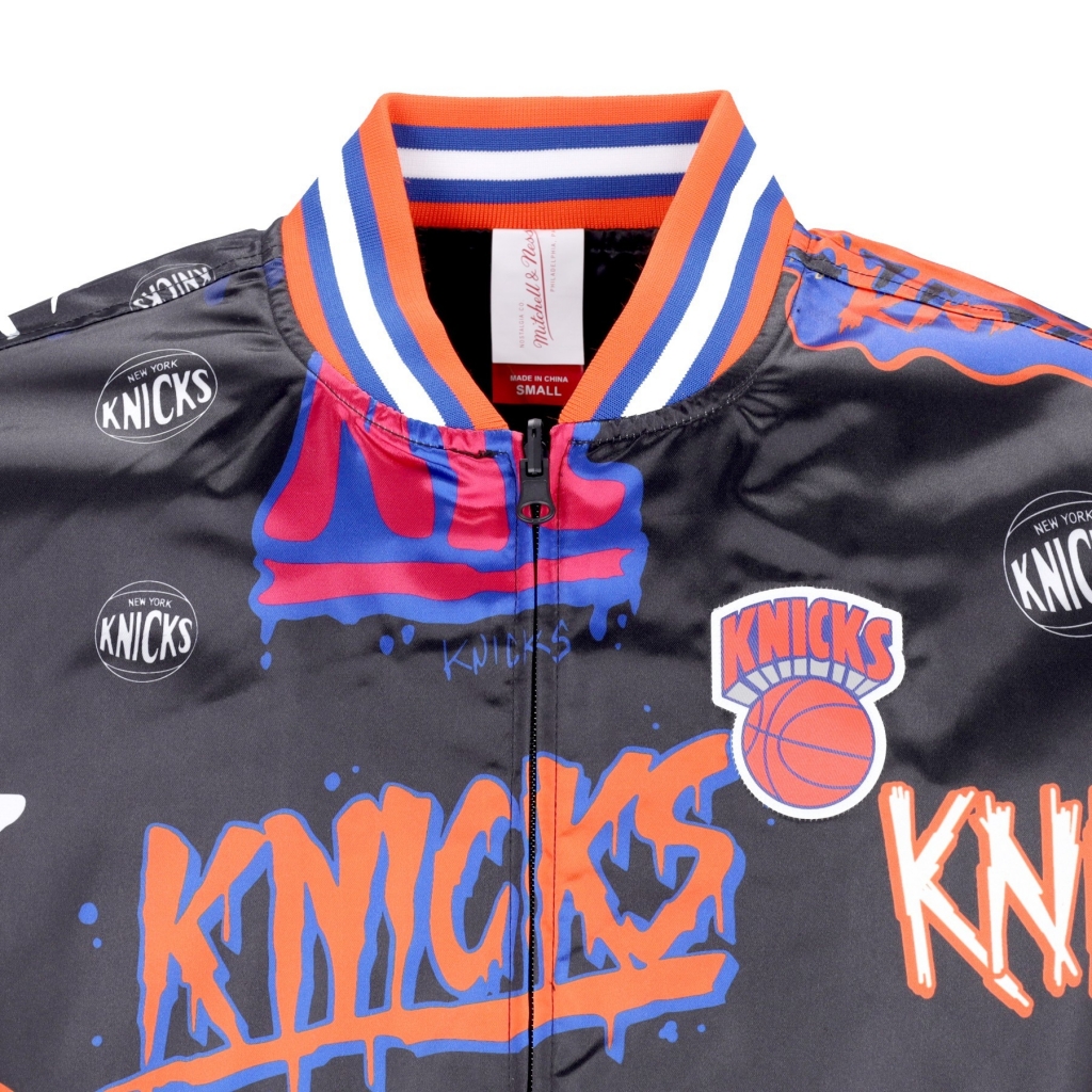 giubbotto bomber uomo nba slap sticker reversible jacket hardwood classics neykni BLACK