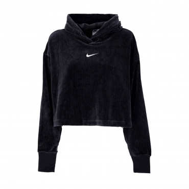 felpa leggera cappuccio corta donna sportswear velour mod cropped hoodie BLACK/SAIL