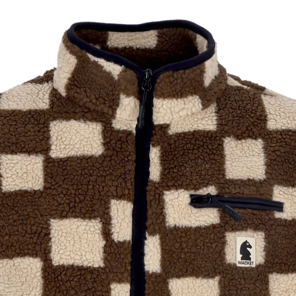orsetto uomo chess club jacquard sherpa jacket BROWN