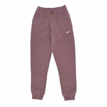 pantalone tuta felpato donna sportswear high-waisted fleece joggers PLUM ECLIPSE/WHITE