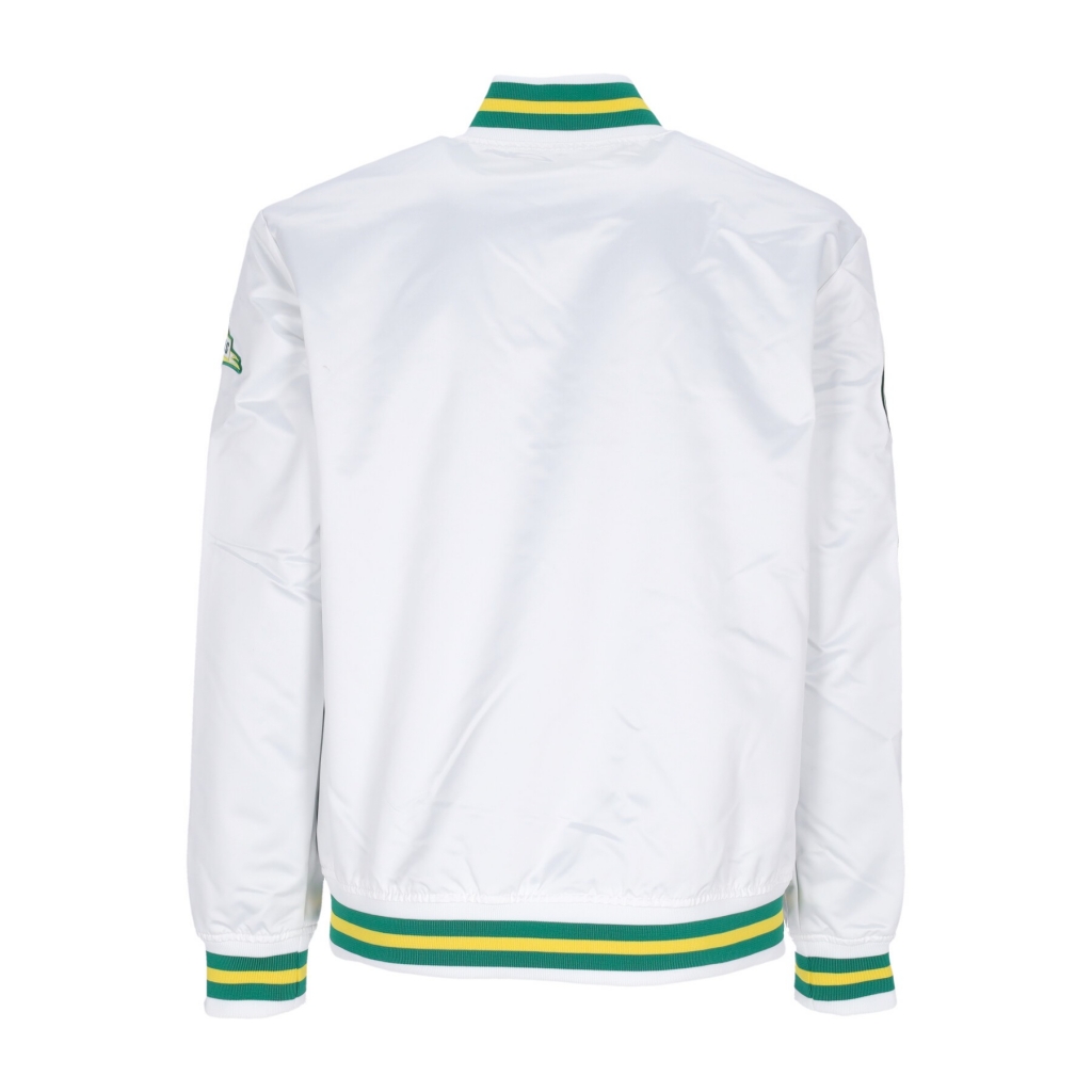 giubbotto bomber uomo nba hometown lw satin jacket hardwood classics seasup WHITE
