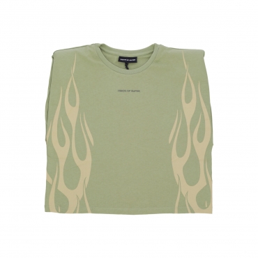 canotta donna flames s/l tee GREEN/OFF WHITE