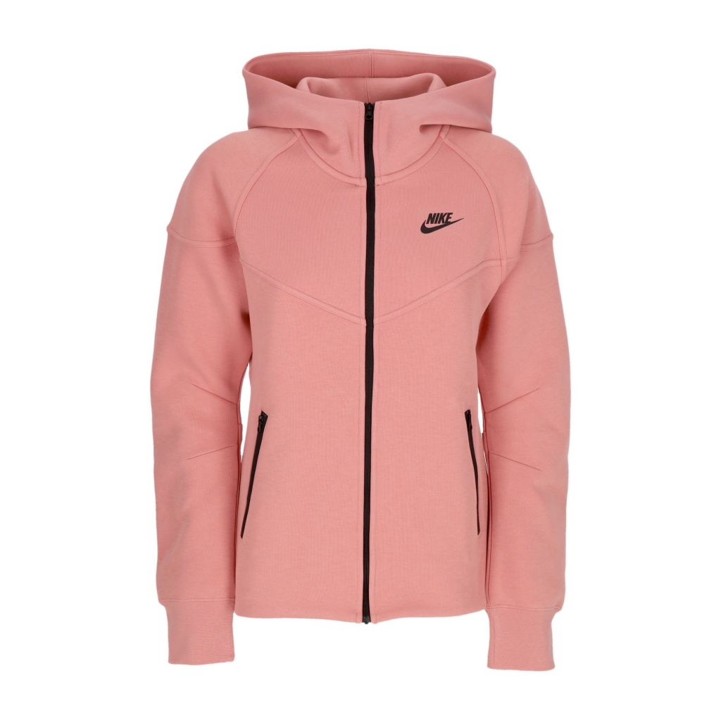 felpa leggera cappuccio zip donna w sportswear tech fleece windrunner full-zip hoodie RED STARDUST/BLACK