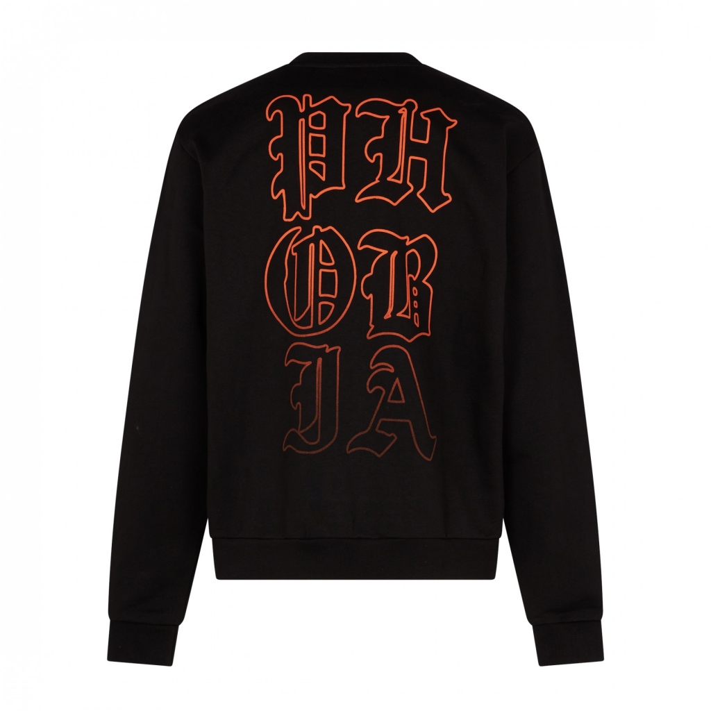 felpa leggera girocollo uomo mouth print crewneck BLACK/ORANGE
