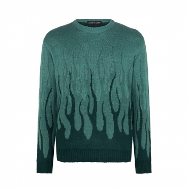 maglione uomo jacquard flames jumper BALSAM GREEN