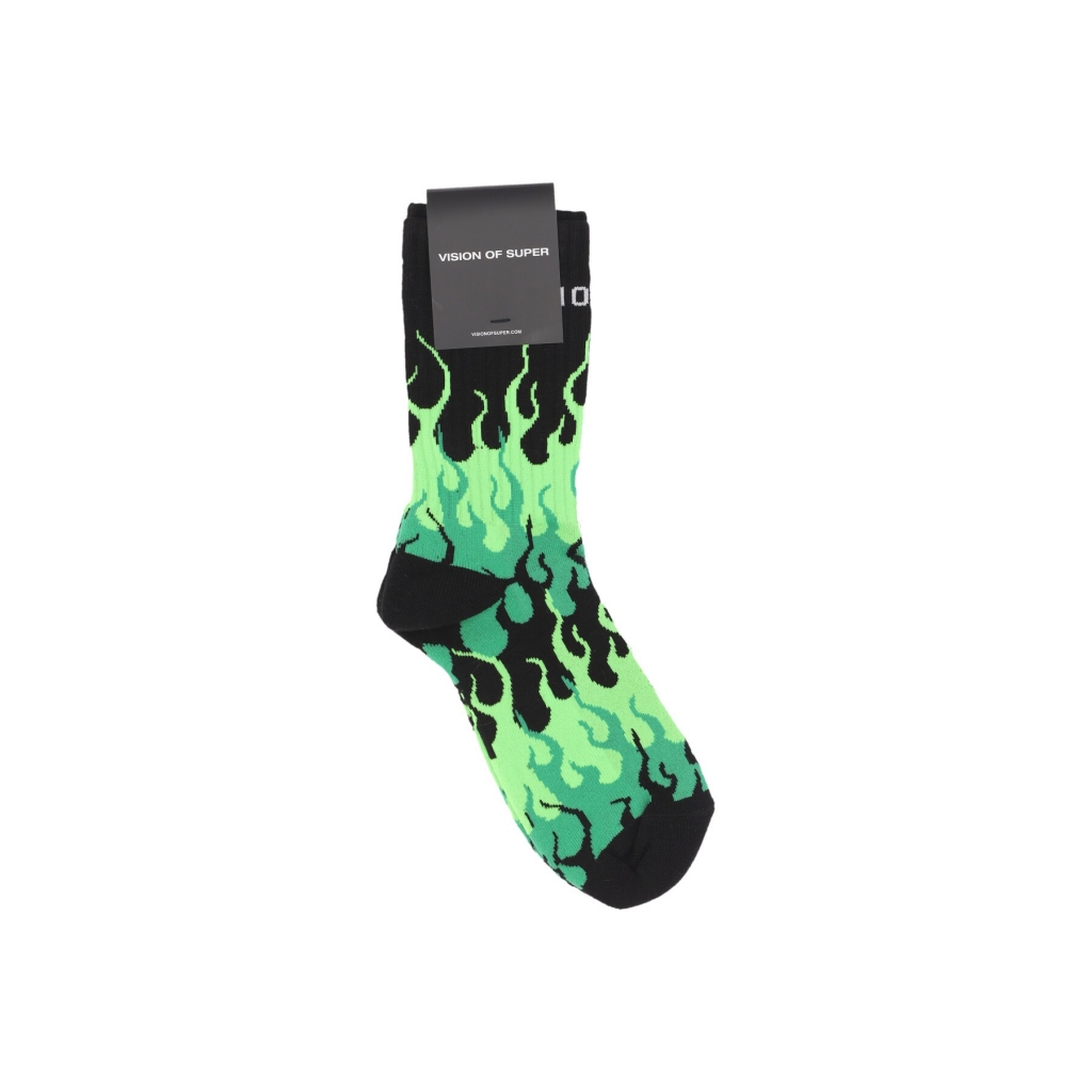 calza media uomo logo flames socks BLACK/GREEN/WHITE