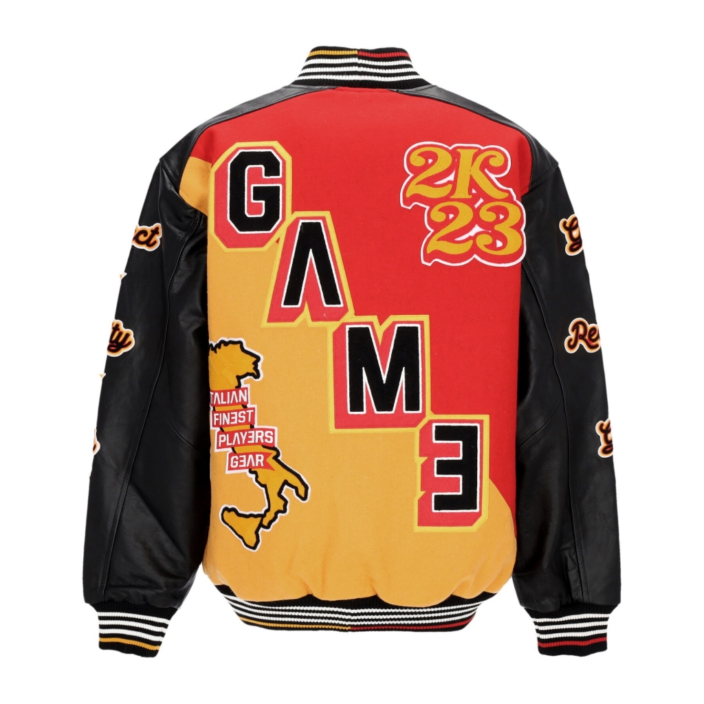 giubbotto college uomo respect loyalty truth varsity jacket JOLLY BLACK/ROYAL RED/MUSTARD