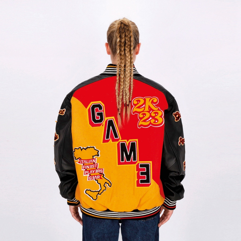 giubbotto college uomo respect loyalty truth varsity jacket JOLLY BLACK/ROYAL RED/MUSTARD