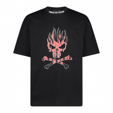 maglietta uomo skull print tee BLACK/RED