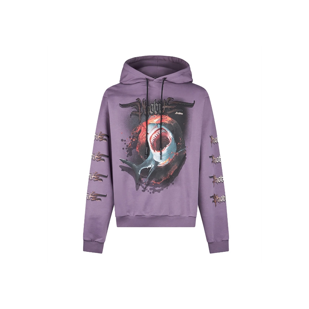 felpa leggera cappuccio uomo shark pprint hoodie PURPLE