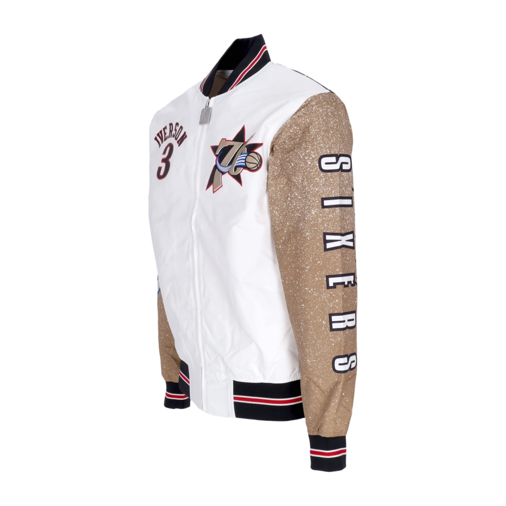 giubbotto bomber uomo nba burst warm up jacket no 3 allen iverson phi76e MULTI/WHITE