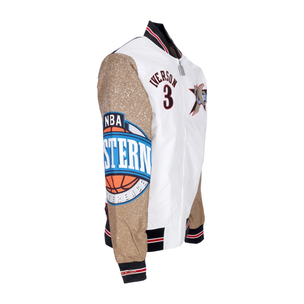 giubbotto bomber uomo nba burst warm up jacket no 3 allen iverson phi76e MULTI/WHITE