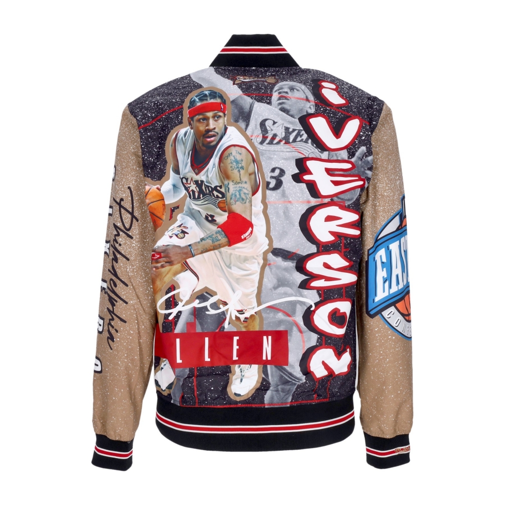 giubbotto bomber uomo nba burst warm up jacket no 3 allen iverson phi76e MULTI/WHITE