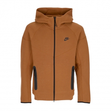 felpa leggera cappuccio zip uomo tech fleece full-zip windrunner hoodie LT BRITISH TAN/BLACK