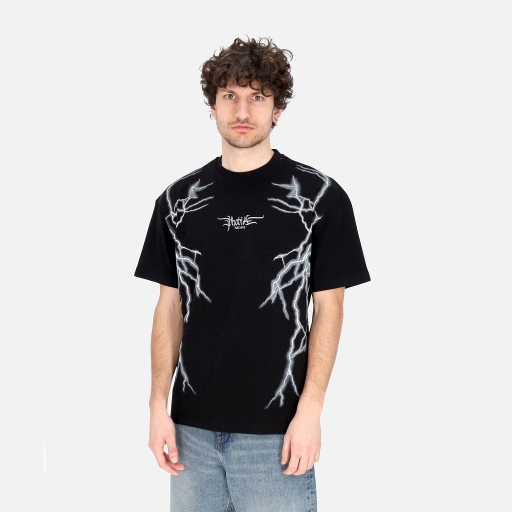 maglietta uomo lateral lightning print tee BLACK/WHITE