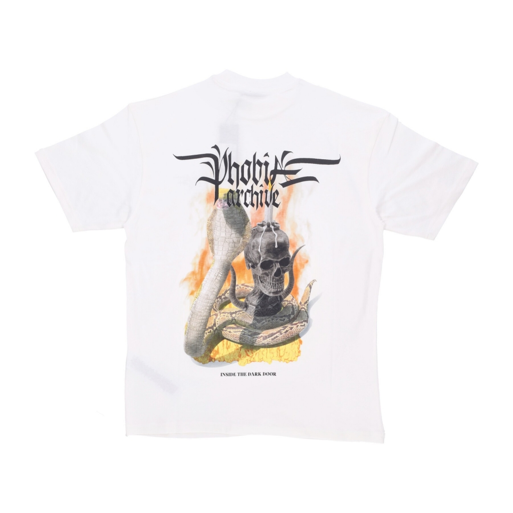 maglietta uomo fiery cobra print tee WHITE/ORANGE