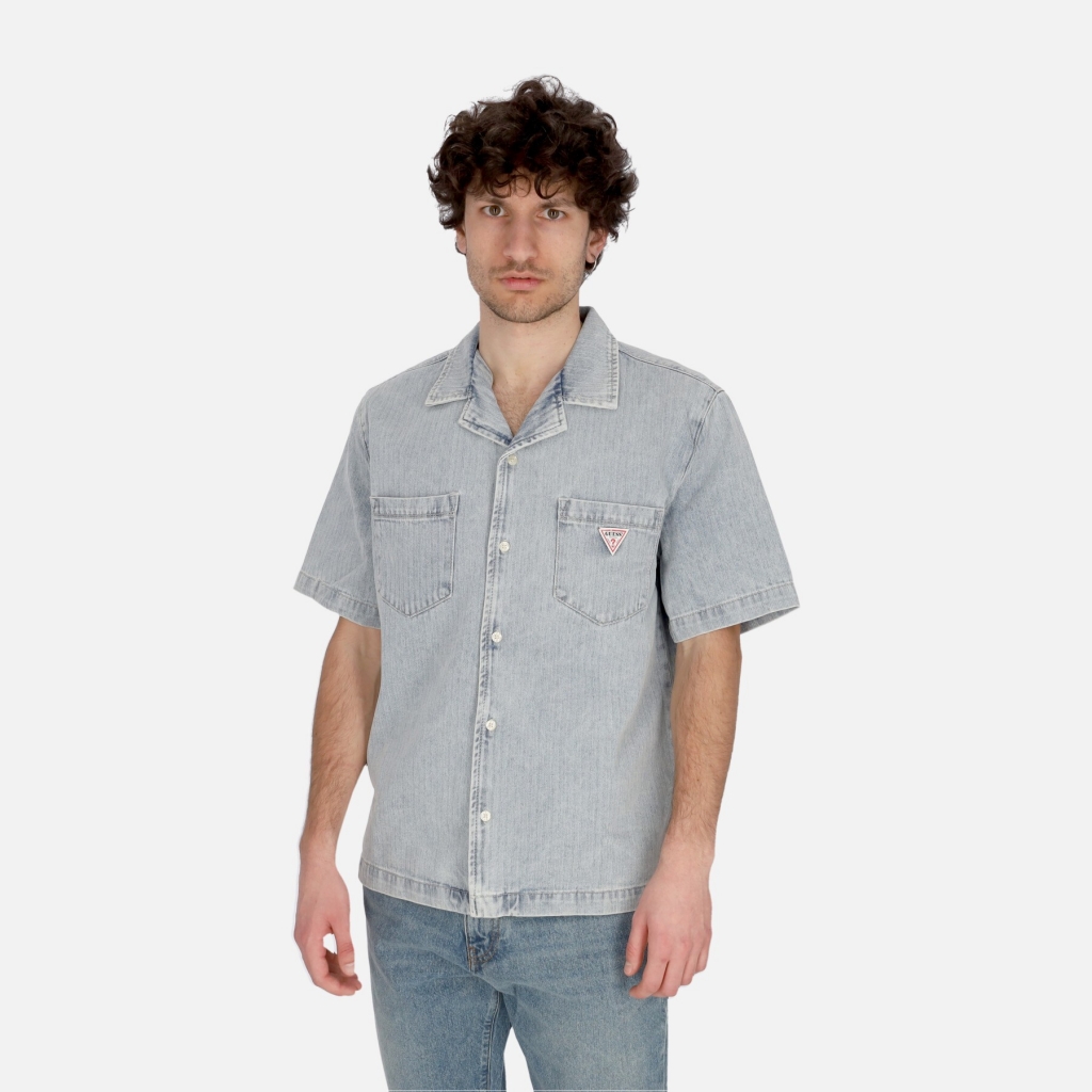 camicia manica corta uomo go herringbone denim shirt GO VINTAGE HERRINGBO