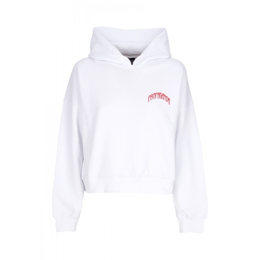 felpa leggera cappuccio corta donna w triangle bengala crop top hoodie WHITE