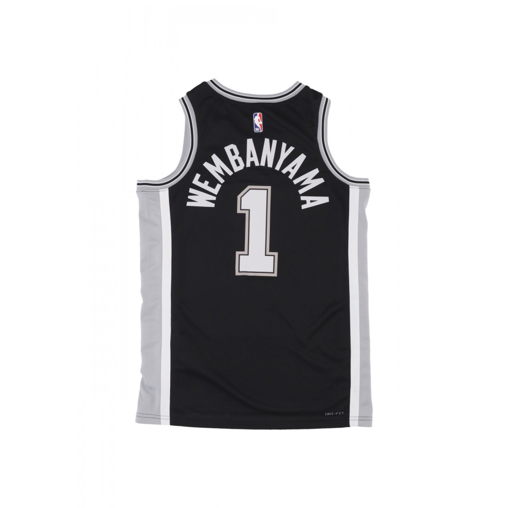 canotta basket uomo nba icon edition 2022 dri-fit swingman jersey no 1 victor wembanyama sanspu BLACK