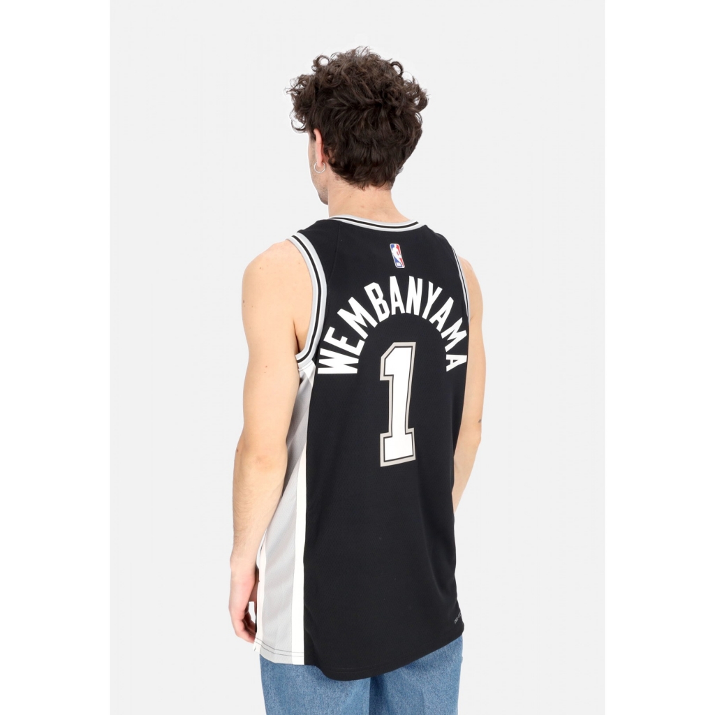 canotta basket uomo nba icon edition 2022 dri-fit swingman jersey no 1 victor wembanyama sanspu BLACK