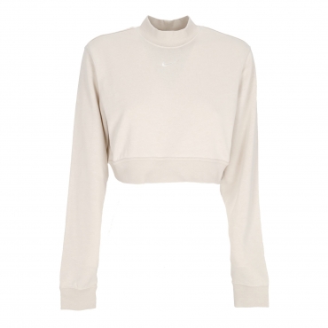 felpa leggera collo alto corta donna w sportswear chill french terry crop crewneck LT OREWOOD BRN/SAIL