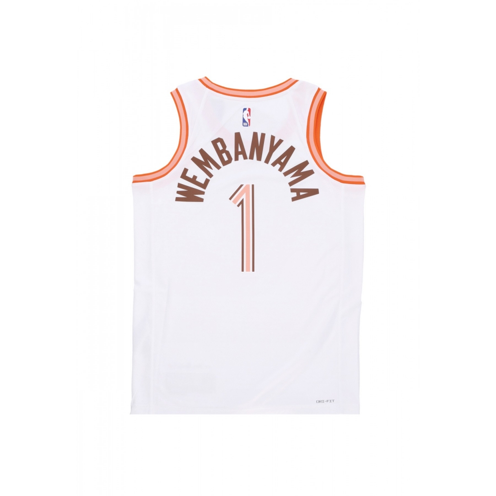 canotta basket uomo nba city edition 2023 dri-fit swingman jersey no 1 victor wembanyama sanspu WHITE