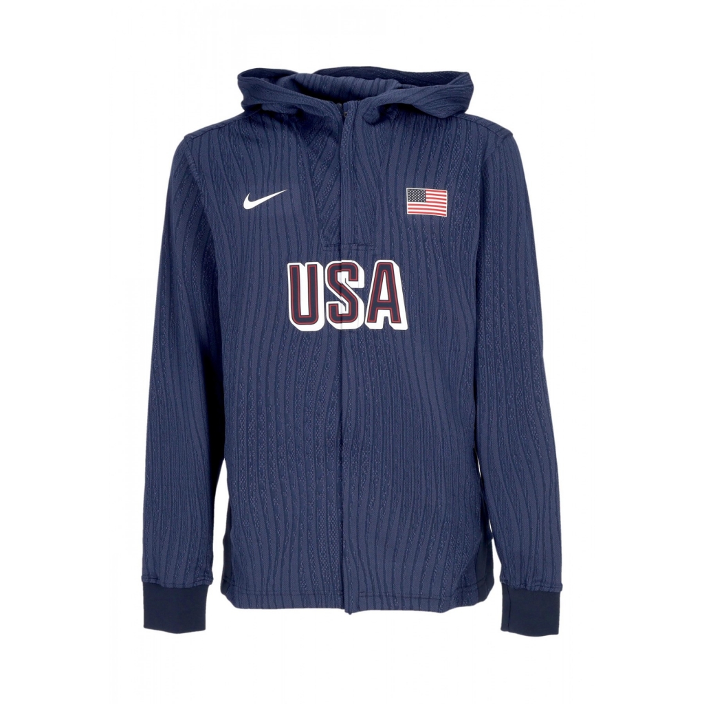 felpa leggera cappuccio zip uomo dri-fit adv basketball game jacket team usa OBSIDIAN/OBSIDIAN/WHITE