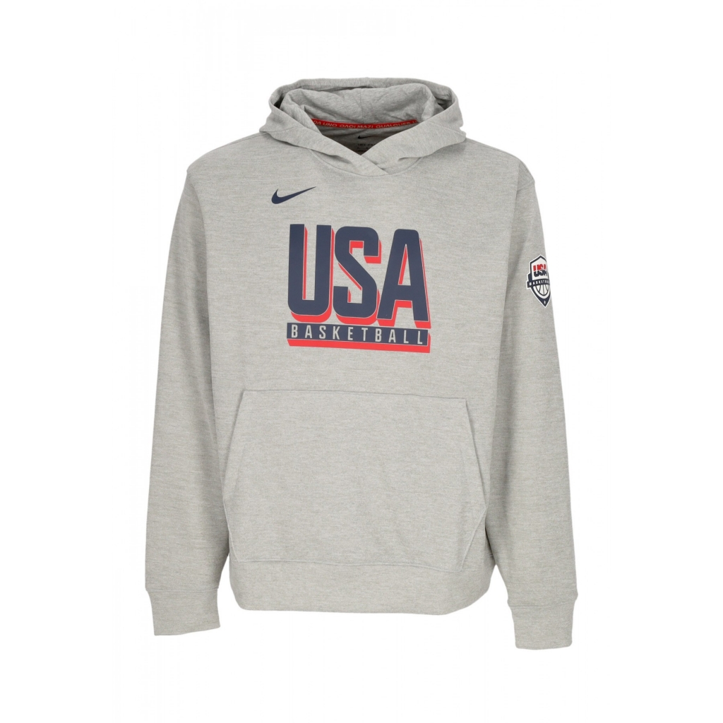 felpa leggera cappuccio uomo practice fleece basketball hoodie team usa DK GREY HEATHER/OBSIDIAN