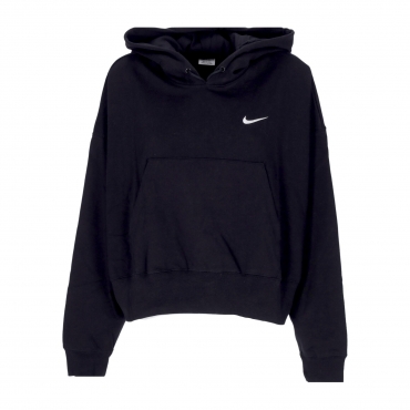 felpa leggera cappuccio donna sportswear jersey oversized pullover hoodie BLACK/WHITE
