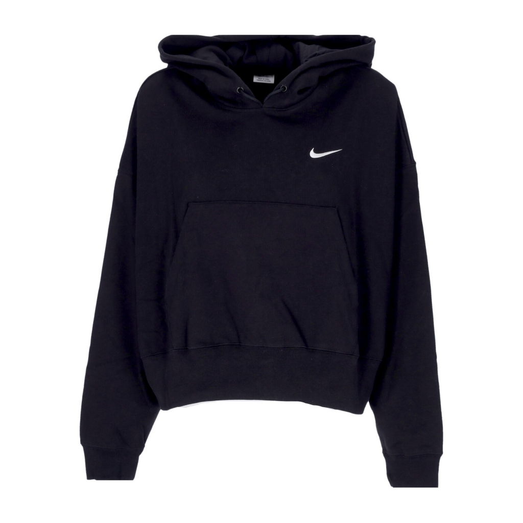 felpa leggera cappuccio donna sportswear jersey oversized pullover hoodie BLACK/WHITE