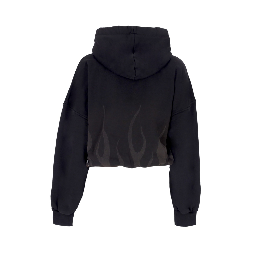 felpa cappuccio corta donna corrosive flames hoodie BLACK