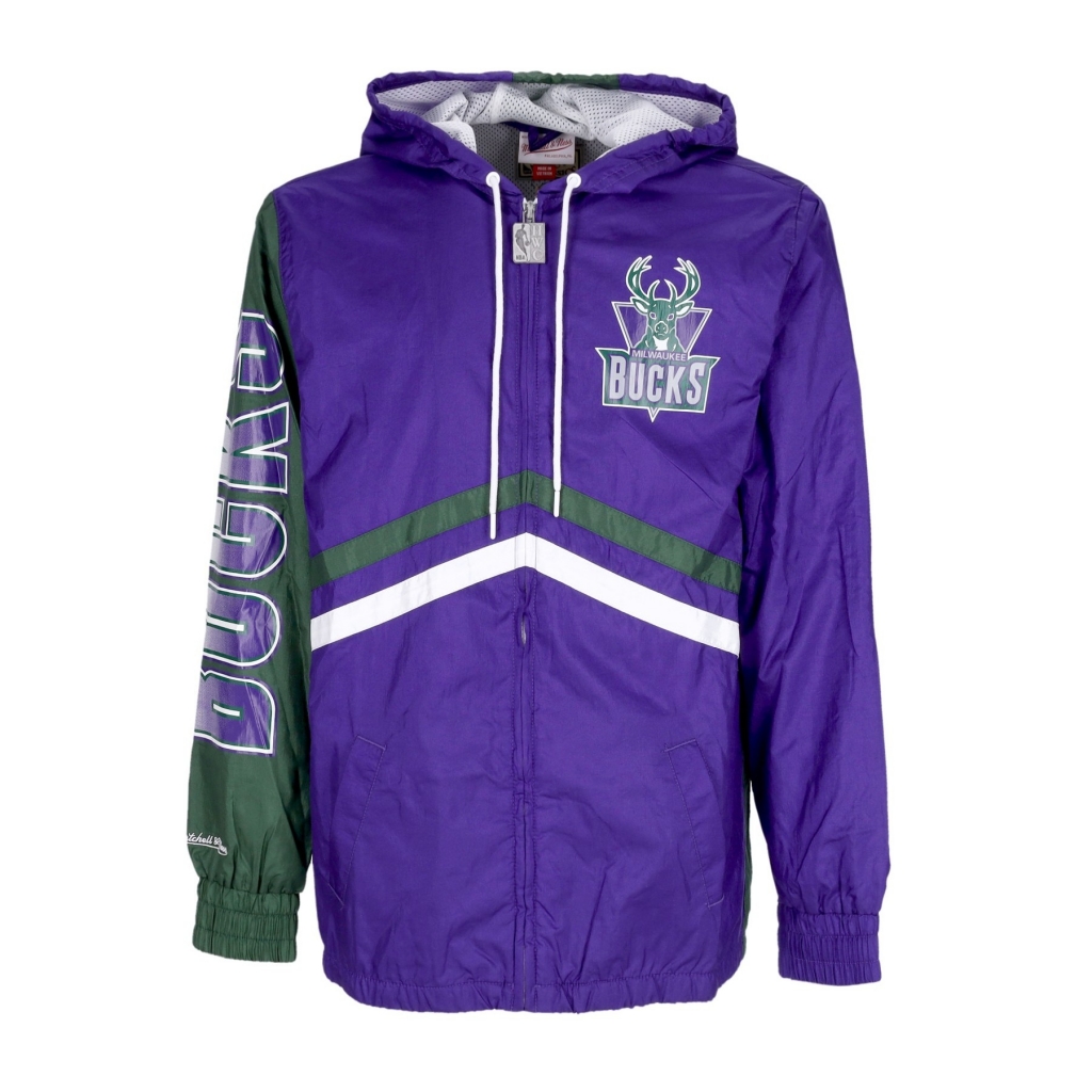 giacca a vento uomo nba undeniable full zip windbreaker hardwood classics milbuc PURPLE