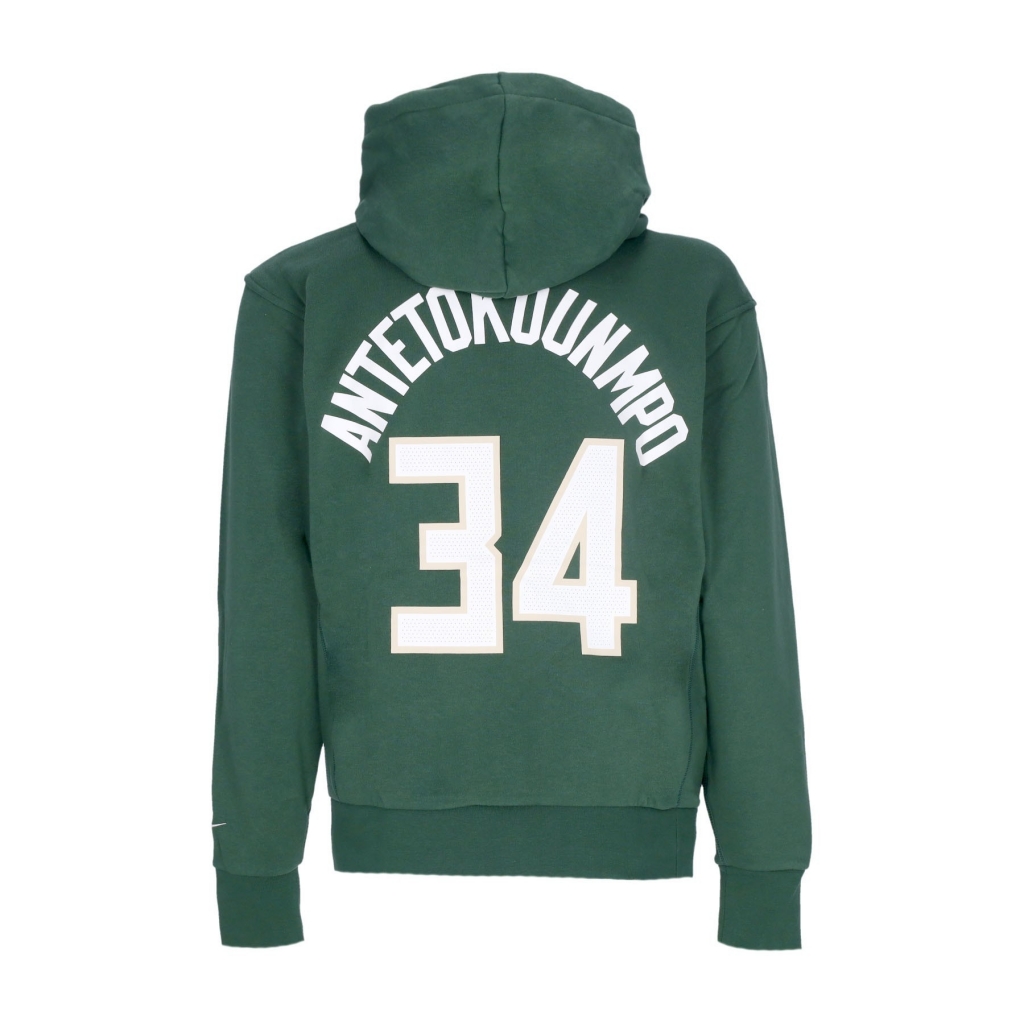 felpa cappuccio uomo nba essential fleece hoodie no 34 giannis antetokounmpo milbuc FIR