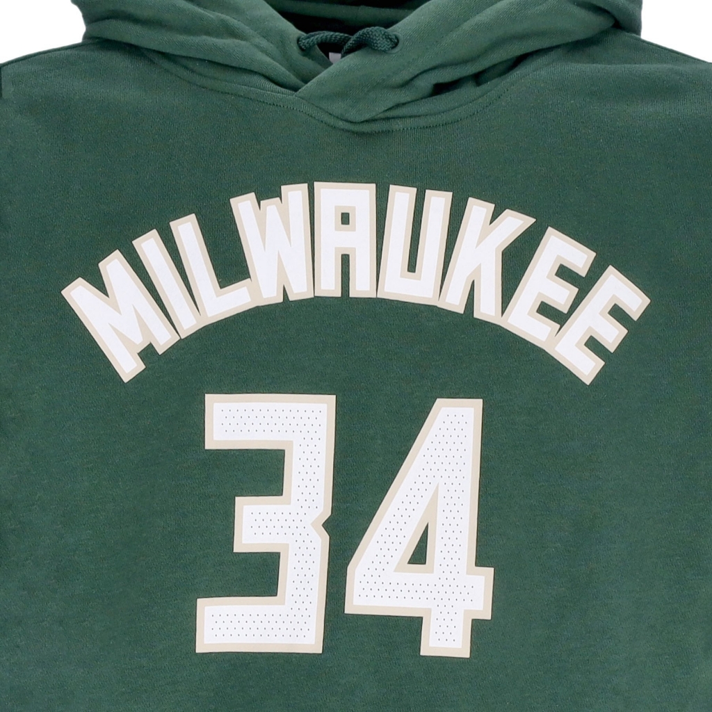 felpa cappuccio uomo nba essential fleece hoodie no 34 giannis antetokounmpo milbuc FIR