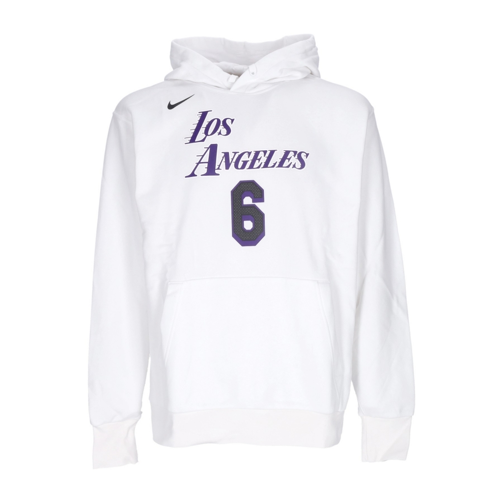 felpa cappuccio uomo nba city edition essential fleece hoodie no 6 lebron james loslak WHITE