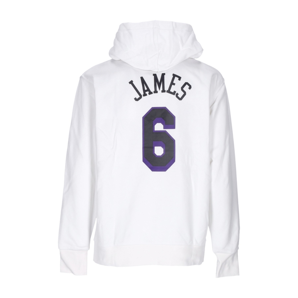 felpa cappuccio uomo nba city edition essential fleece hoodie no 6 lebron james loslak WHITE
