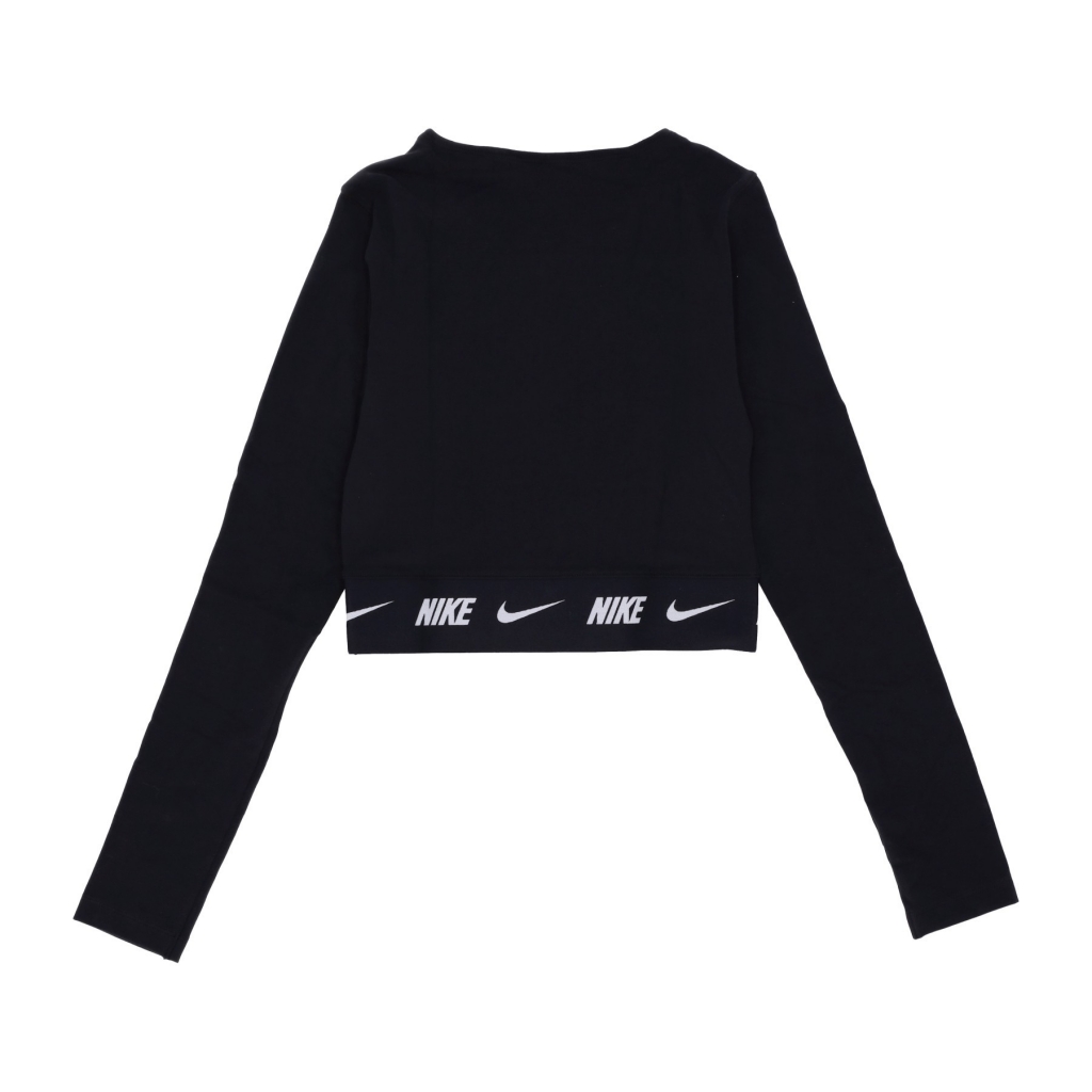 maglietta manica lunga corta donna sportswear crop tape l/s top BLACK/DK SMOKE GREY