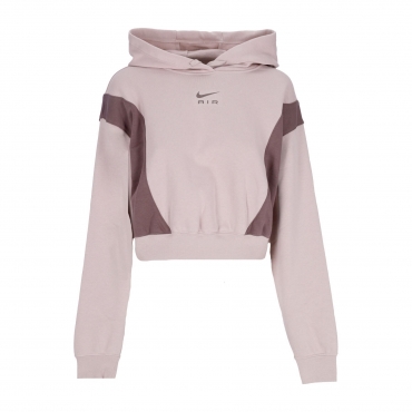 felpa cappuccio corta donna sportswear air oversized mod crop fleece hoodie FOSSIL STONE/PLUM ECLIPSE/PLUM ECLIPSE