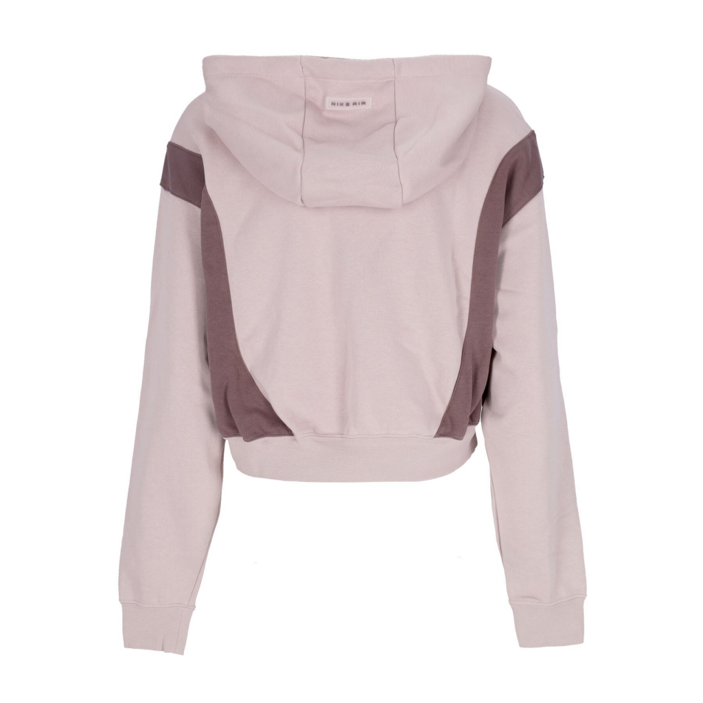 felpa cappuccio corta donna sportswear air oversized mod crop fleece hoodie FOSSIL STONE/PLUM ECLIPSE/PLUM ECLIPSE