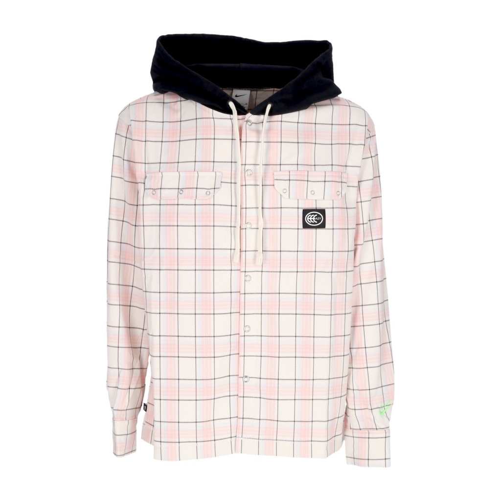 camicia manica lunga cappuccio uomo nba kevin durant flannel hoodie PHANTOM/BLACK/PALE IVORY/GREEN STRIKE