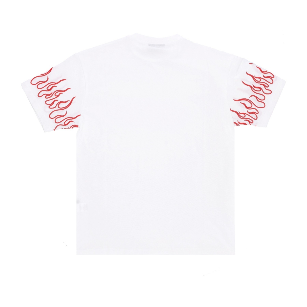 maglietta uomo embroidered flames tee WHITE/RED