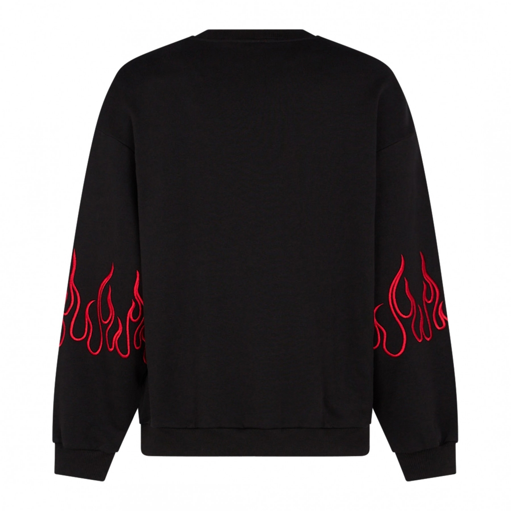 felpa leggera girocollo uomo embroidered flames crewneck BLACK/RED