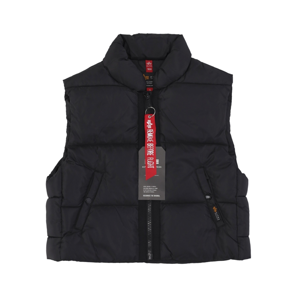 piumino smanicato donna puffer vest cropped BLACK